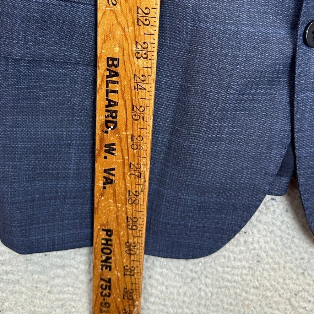 Emporio Armani G Line Virgin Wool Blazer Mens 42 Navy Blue Glen Plaid Sport Coat